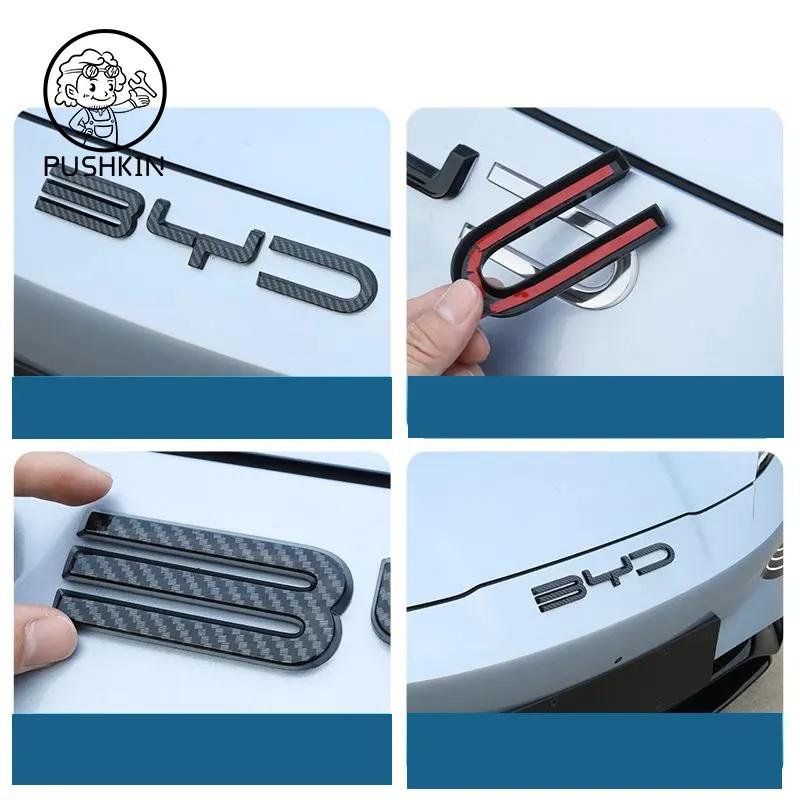 For BYD SEAl EV ATTO 4 2022 2023 2024 Accessories Car Front Bumper Emblem Badge Decal Black Carbon Logo Refit Sticker