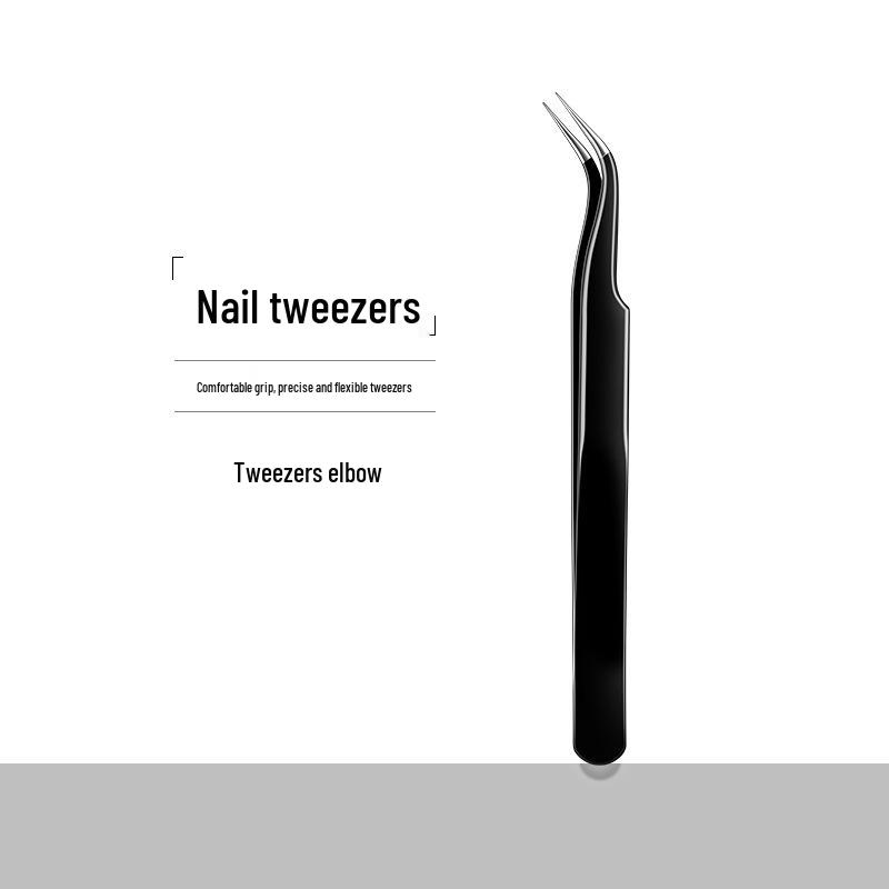 Multi-functional Anti-static Stainless Steel Nail Art Tweezers with Bent Straight Tips for DIY Manicure