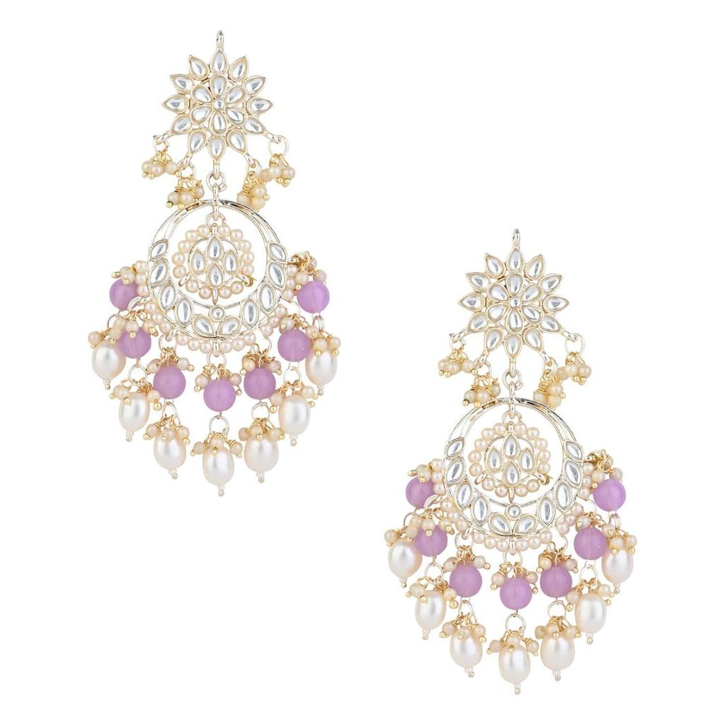 Traditional Handcrafted Kundan & Pearl Chandbali Earrings for Women