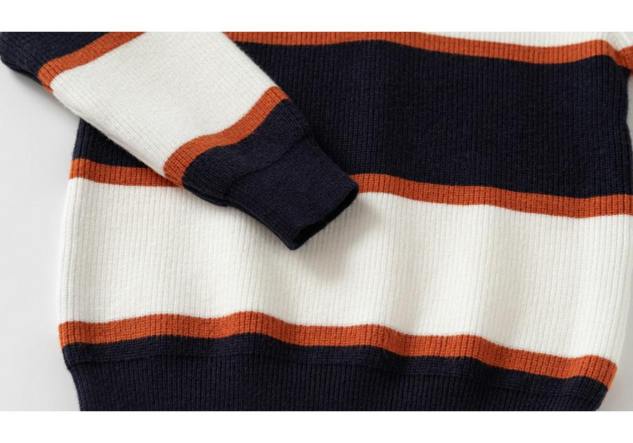 Tengyun Boys' Striped Polo Collar Knit Sweater for Children