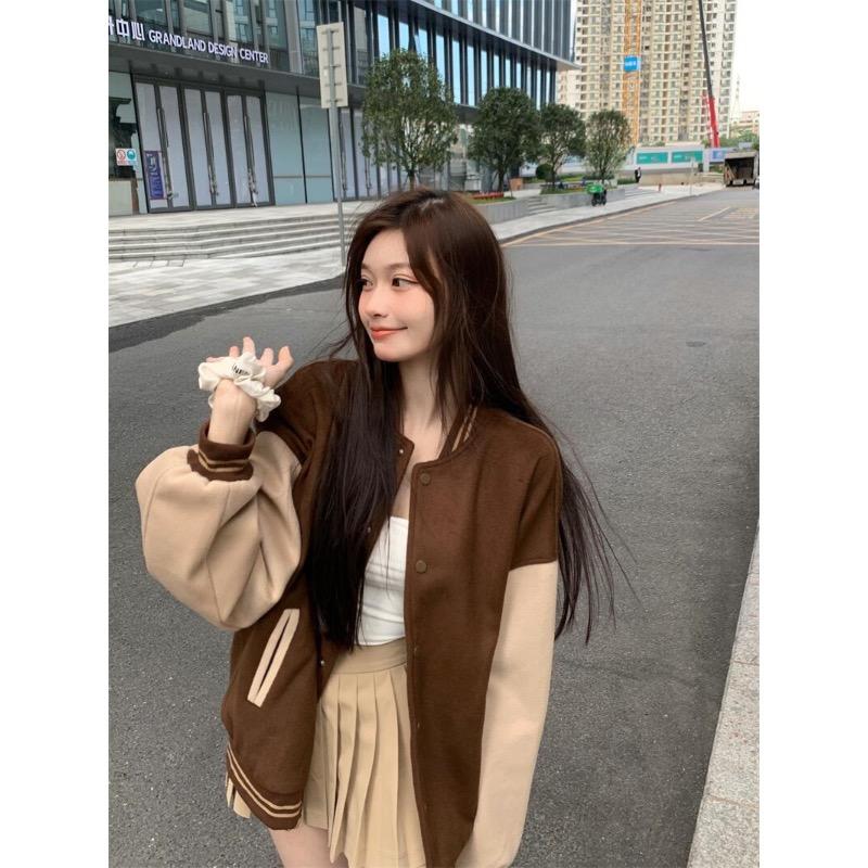 Veste de baseball pour femme, plumée et épaissie