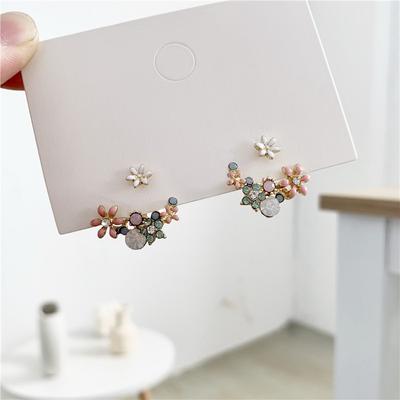 Neue Koreanische Heiße Mode Zirkon Frisch Niedlich Haken Hängend Ölblume Ohrstecker Kristall Ohrring Für Frauen Party Zirkon Geschenk