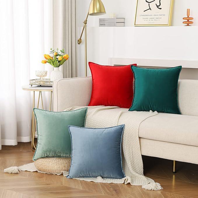 Throw Pillow Covers 16x16 Set Of 2 Velvet Decor Decorative Couch Cushion Pillowcases With Fringe Home Bed Decoration For Sofa Bedroom