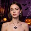 Unique Dark Aesthetic Jewelry Gothic Bat Halloween Accessory Vintage Punk Necklace Viking Durable Vampire Style Accessories Dangle Drop Earrings for