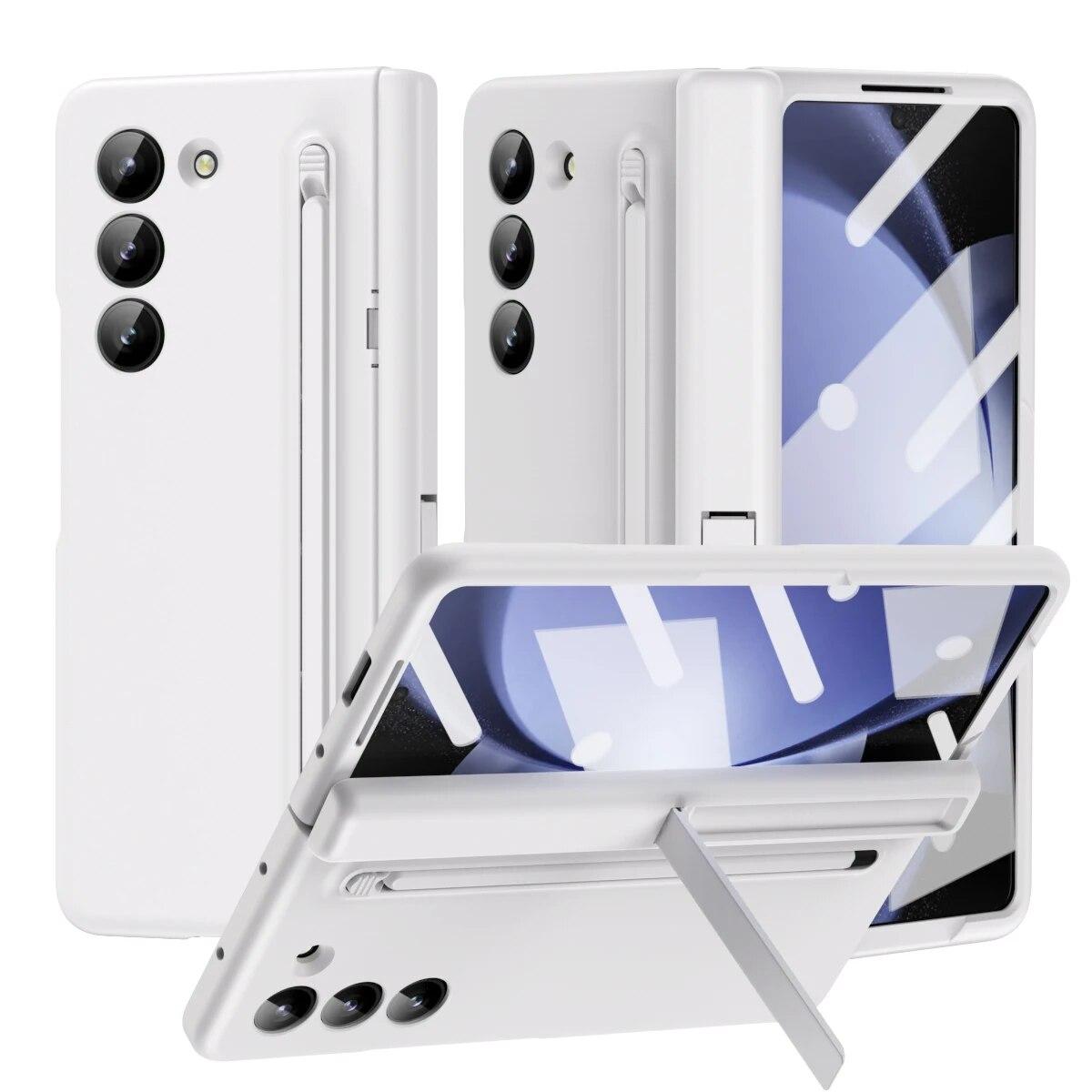 

Жесткий защитный чехол для шарнирного кронштейна из ПК для Samsung Galaxy Z Fold 5 4 3 5G, чехол с держателем для ручек, защитный чехол для экрана For Galaxy Z Fold 5 белый