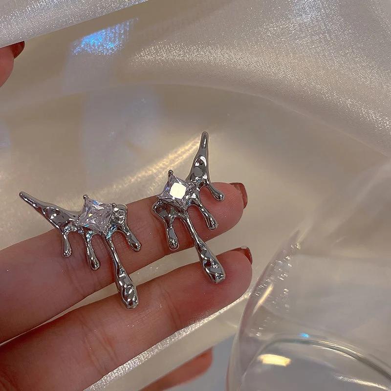 

Уникальные серьги с цирконом в виде капель воды, Новая мода, Крутой ветер, Маленькие женские серьги-гвоздики, Женские ювелирные аксессуары