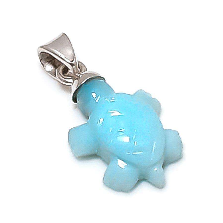 

Natural Larimar Gemstone Handmade 925 Sterling Silver Jewelry Pendant 1.10 W9O50