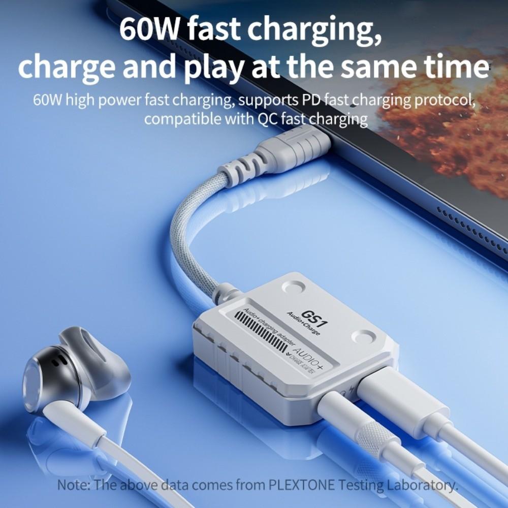 60W 2 in 1 USB C Adapter Type-C Interface Audio Adapter 2 in 1 Headphone Converter  Audio Equipment
