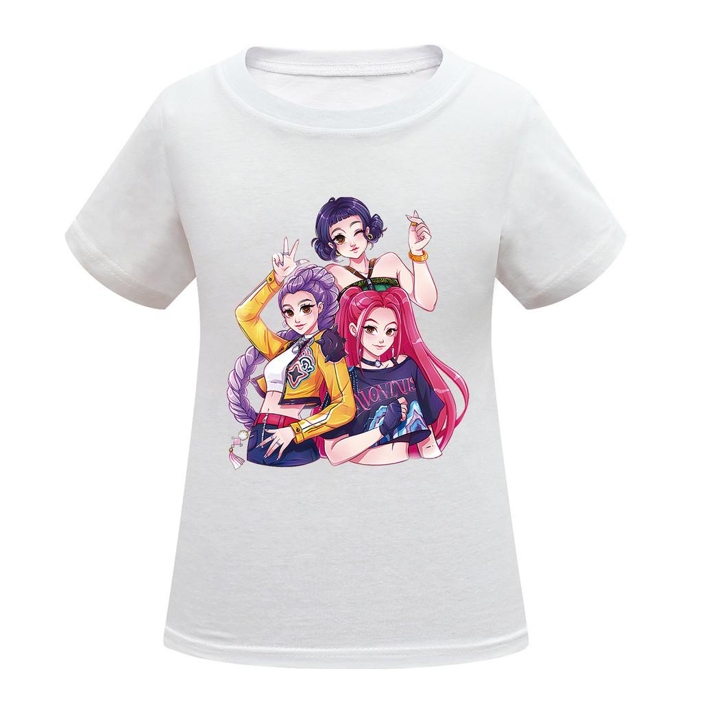 Kids Girls Anime Cartoon K-POP Rumi Zoey Mira Printed Casual Short Sleeves T-Shirt Top