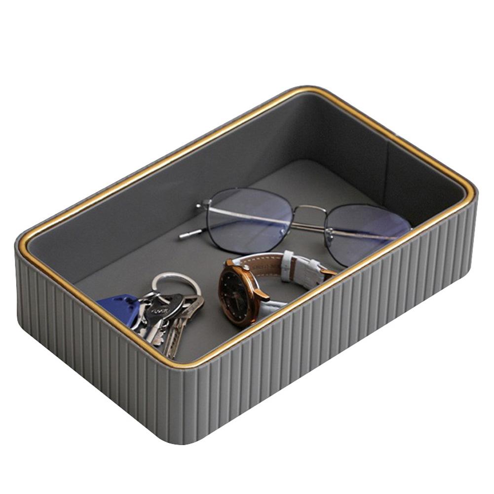 Поднос-органайзер прямоугольный настольный многофункциональный держатель для ювелирных изделий колец тарелка для ювелирных изделий ключей часов парфюмерии серый 5340₽