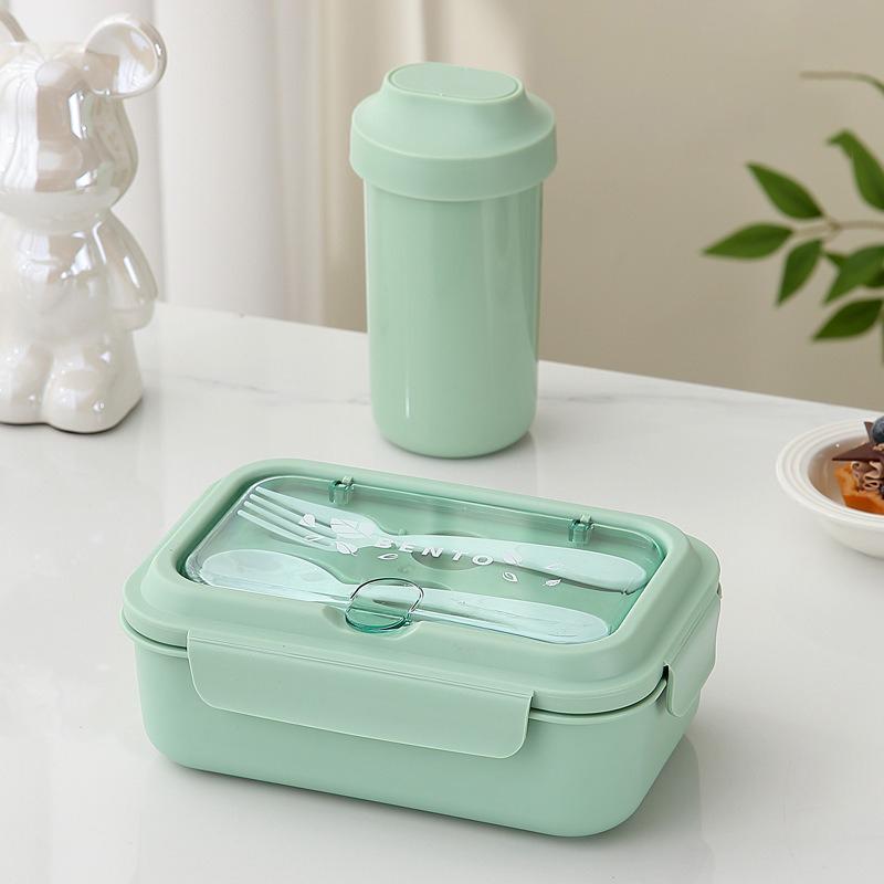 Lunch Box Portable for Children School Office Bento Box Compartment Sealed Food Container with Tableware Microwavable Heating