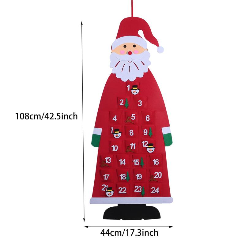 Christmas Felt Advent Calendar Wall Hanging Santa Advent Calendar with Pockets 24 Days Kids Toys For Children Christmas Gift
