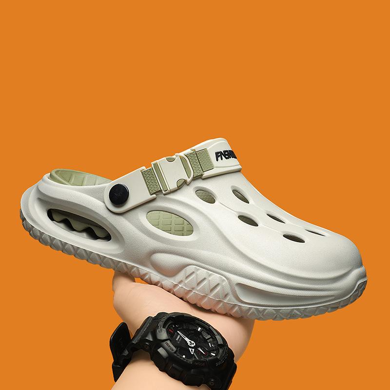 Summer new breathable non-slip sandals men's travel slippers seaside beach shoes comfortable bag head hole shoes