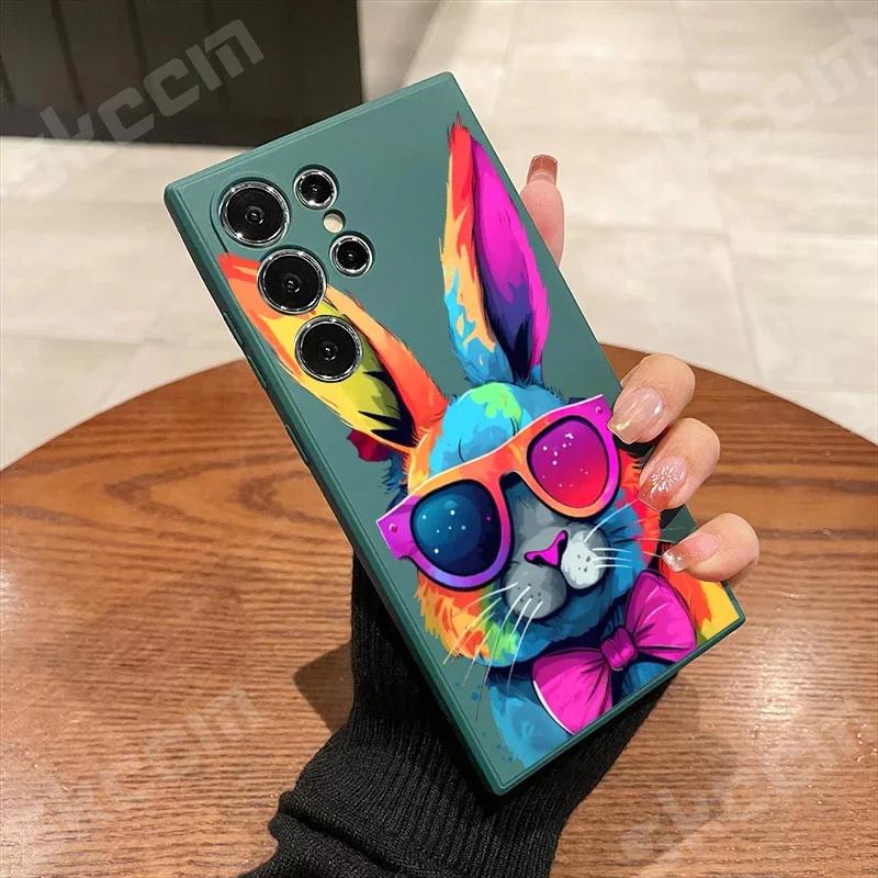 Cute Colorful Rabbit Phone Case For Samsung Galaxy S24 S23 Ultra S22 Plus S20 FE A15 A35 A50 A51 A54 A55 A71 A72 A73 Soft Cover