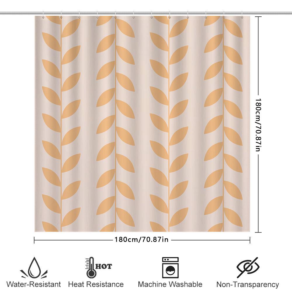 Modern Decorative Shower Curtain With Leaves Pattern For Bathroom Waterproof Protection Soft Fabric Material In Multiple Colors