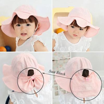 Chapeau seau Princesse pour bébé Filles Grand nœud Chapeau d'été pour bébé fille Large bord Chapeau de soleil de voyage pour bébé Accessoires pour enfants 1-3 ans