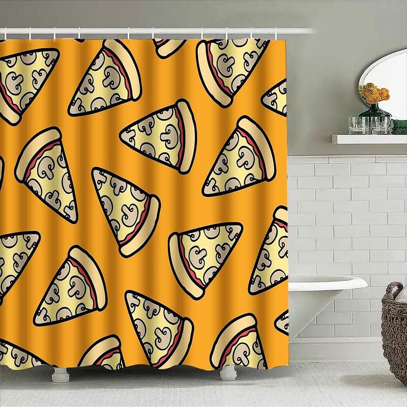 Pizza Shower Curtain Funny Italian Food Lover Gift Home Decor Waterproof Bathroom Set