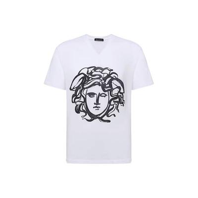 Versace V-hals Kortærmet T-shirt Mænd Toppe Hvid A79224-A222614-A911