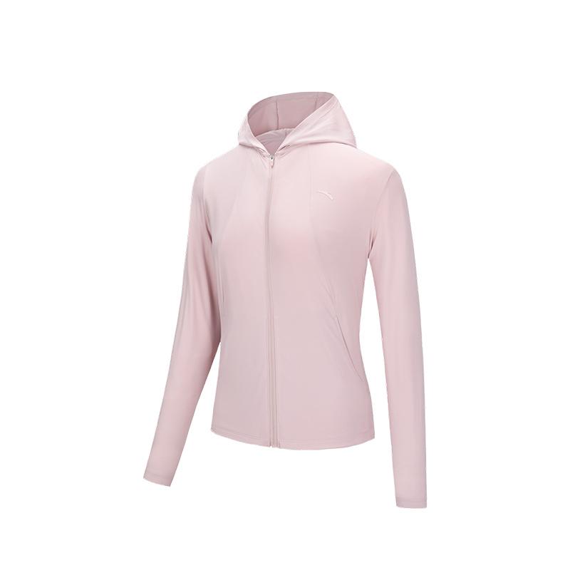 Anta Comfortable Casual Simple Zip Hooded Jacket Women Jackets Mousse-Pink 962527709-5