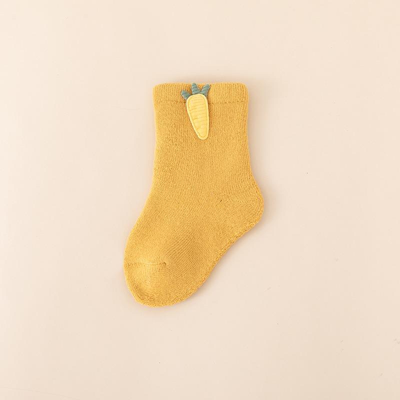 

Новые детские носки из хлопка, утолщенные, с рисунком морковки, для мальчиков и девочек, для детей 1-3 лет, удобные осенние и зимние детские носки