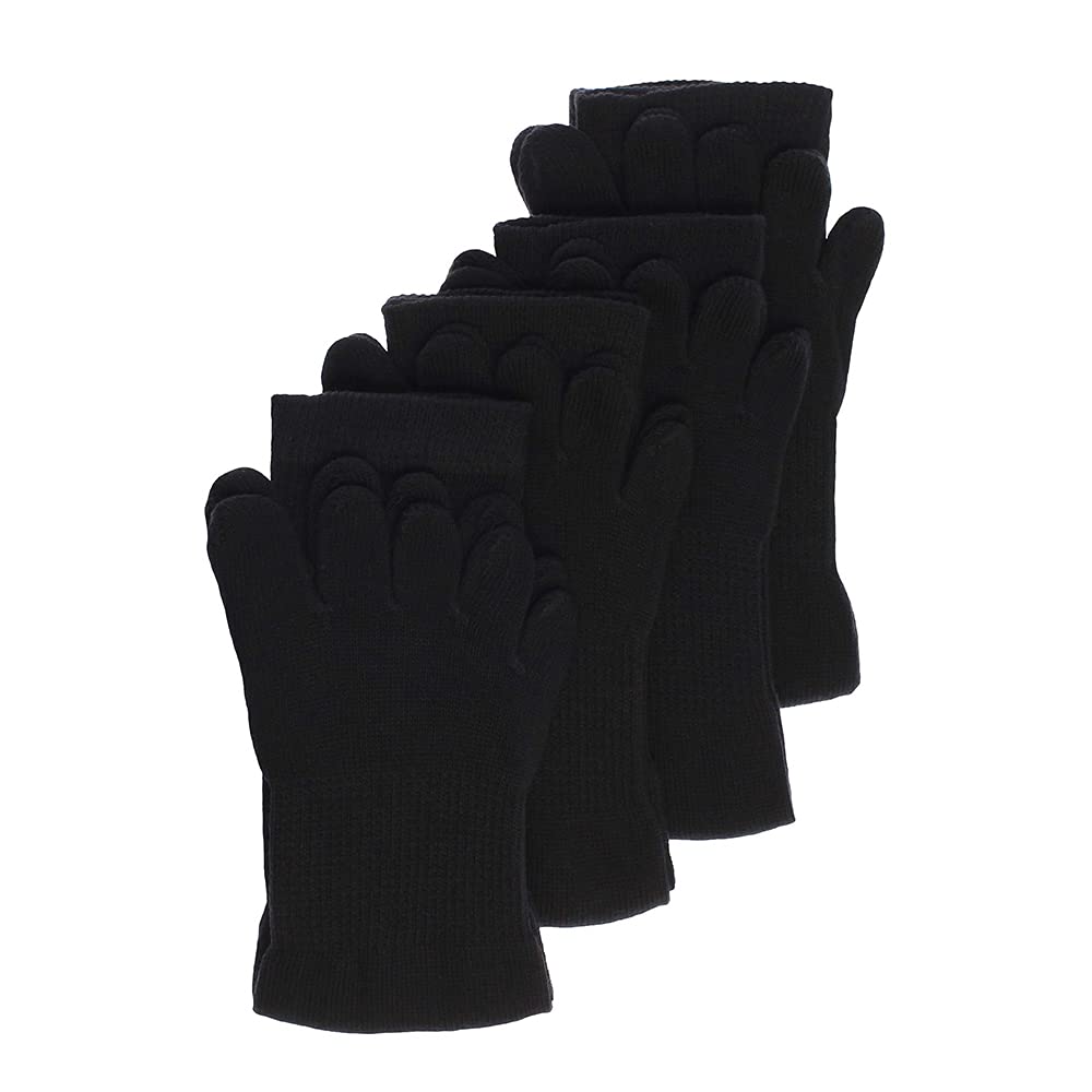 Kansai Fashion Union Pure Cotton Soul Set of Five-Toe Slippers, Black, 4, S-278