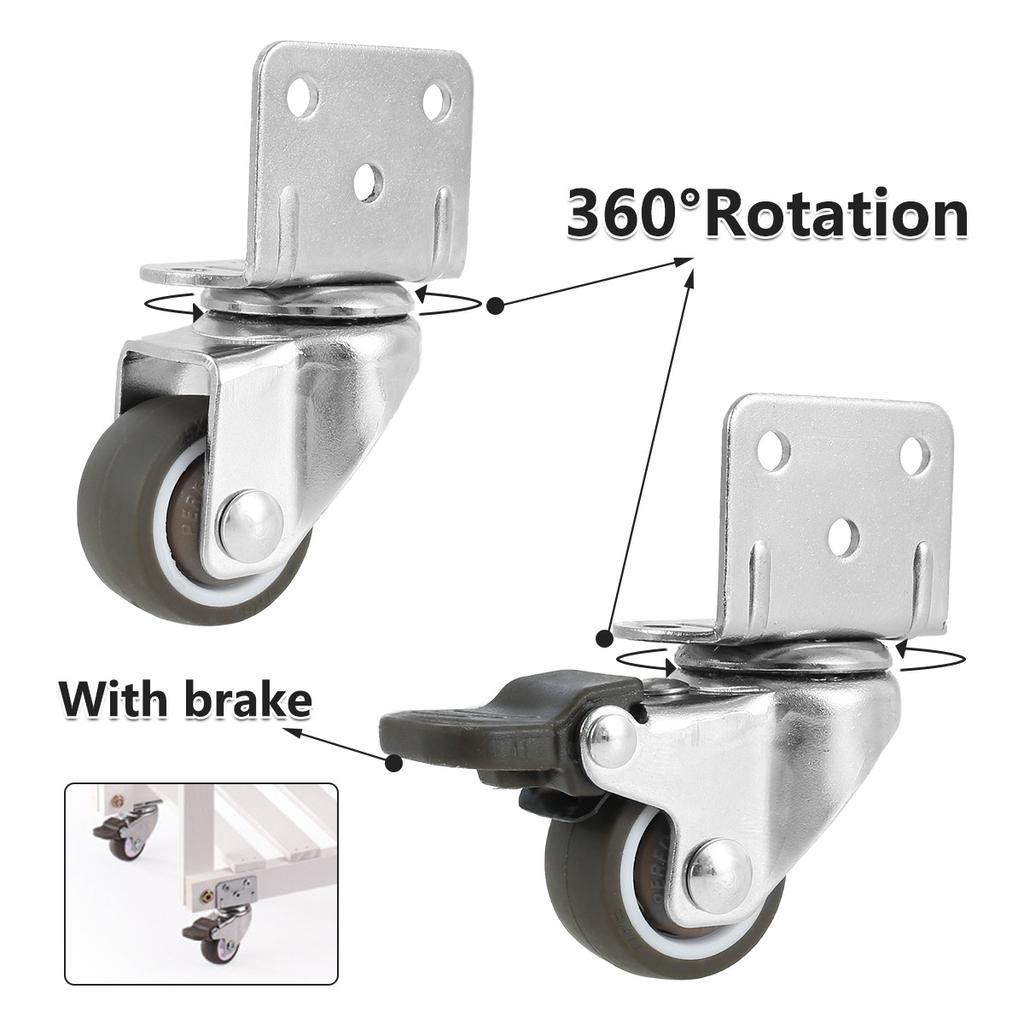 4Pcs Universal Swivel Casters Heavy Duty Furniture Wheel Soft Rubber Castor Silent Trolley Wheels for Table Chair Sofa Hot Sale