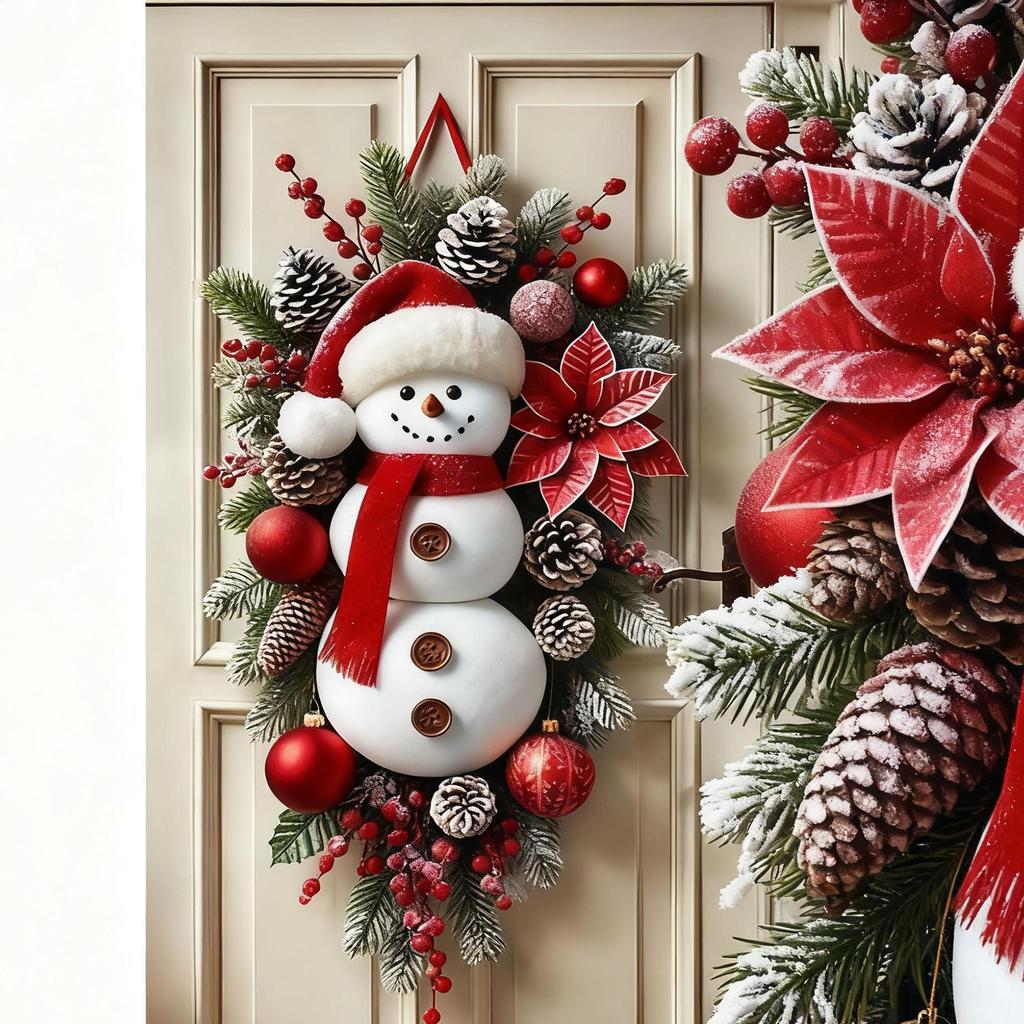 2025 Christmas Door Decor Snowman Cute Home Decor Christmas Door Banner Large Ornaments for Indoor Outdoor Wall Living Room Pati