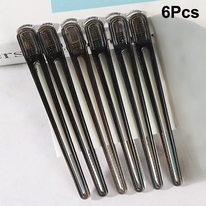 

6 шт. Пластикові затискачі для волосся Аксесуари для зачісок Кольорові затискачі-качка Довгі шпильки Інструменти для укладання волосся Перукарня чорний