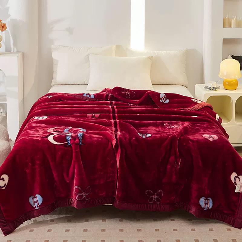 Double-Sided Fleece Raschel Blanket - Cozy Winter Wedding & Office Nap Gift