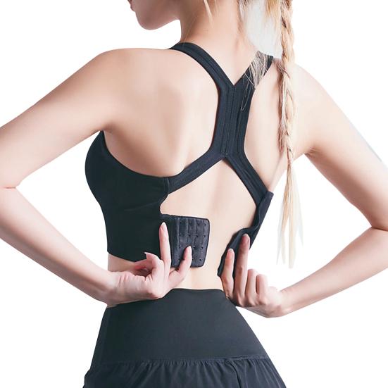 

Женский спортивный бюстгальтер с широким эластичным ремнем, однотонный противоударный пуш-ап, мягкий дышащий беспроводной бесшовный бюстгальтер для бега для йоги XL чёрный