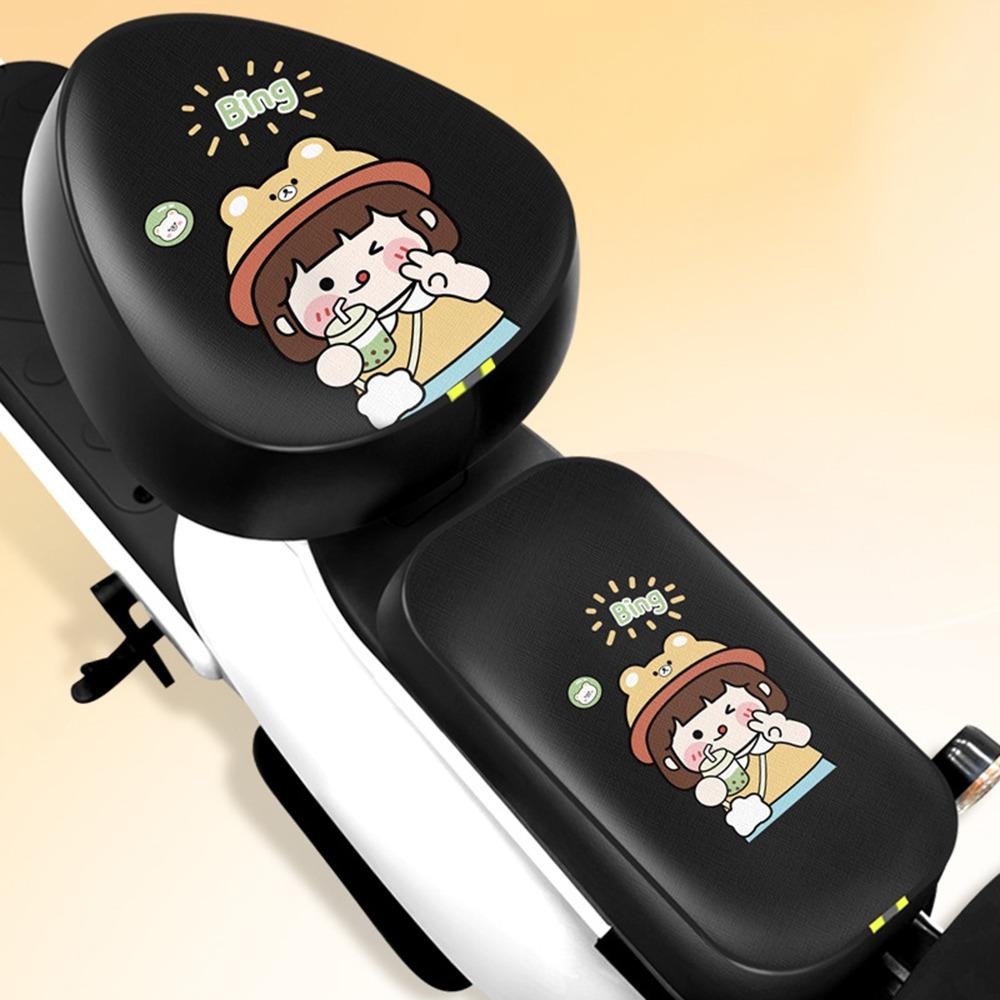 PU Electric Bicycle Seat Cover Cartoon Breathable Motorcycle Cushion Cover Waterproof Sun Protection Scooter Seat Protector