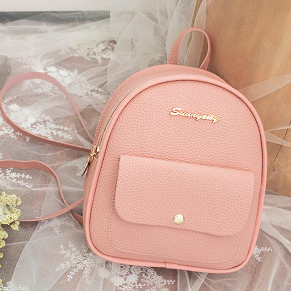 2020 Backpack Women Korean Style PU Leather Shoulder Bag For Teenage Girls Multi\-Function Small Bagpack Female Phone Pouch
