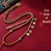 Wutai Mountain Dragon & Guardian Deity Double-Sided Thangka Buddha Pendant with Copper Inlay