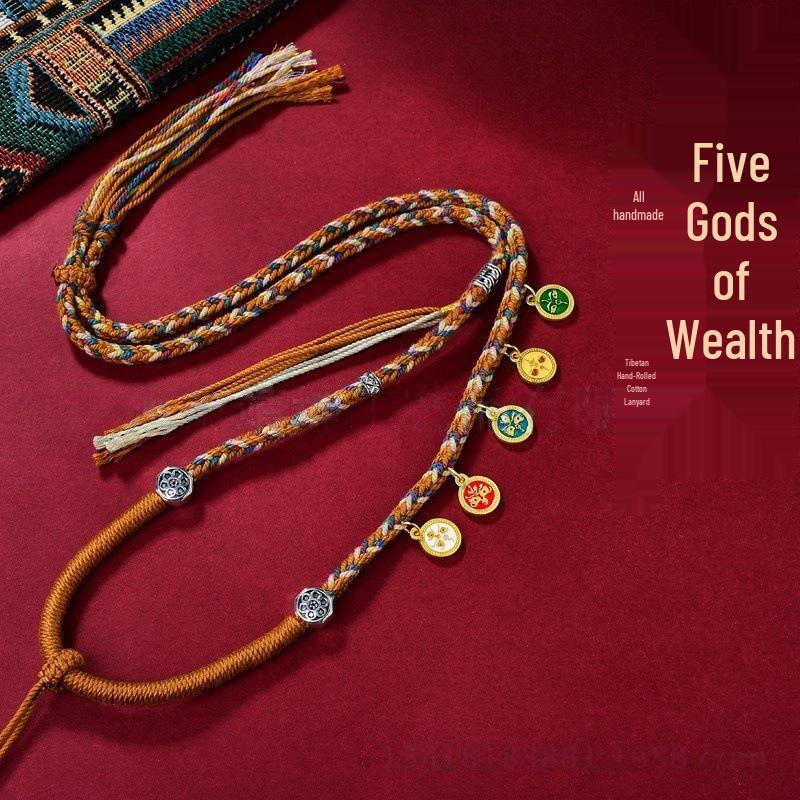 Wutai Mountain Dragon & Guardian Deity Double-Sided Thangka Buddha Pendant with Copper Inlay