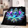 Stitch Home Decor Flannel Blanket Print for Bedrooms Sofas Beds Chairs Picnics Travel Cartoon Design