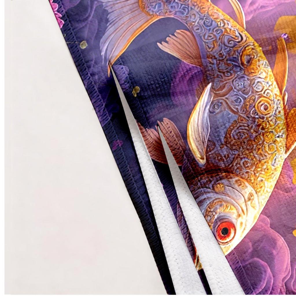 Koi Fish Jumping Theme polyester microfiber beach towel is highly absorbent, suitable for swimming and beach outings