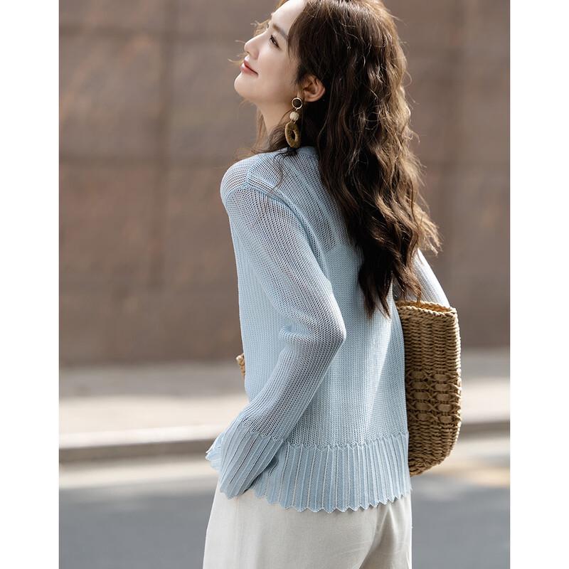 Demana Elegant Lyocell V-Neck Jacquard Knit Cardigan
