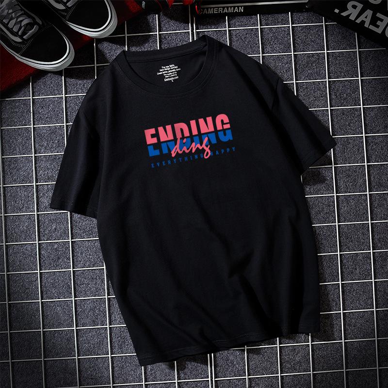

Футболка Ending Large Size для мужчин с короткими рукавами, 100% хлопок, повседневная футболка S-6XL L чёрный