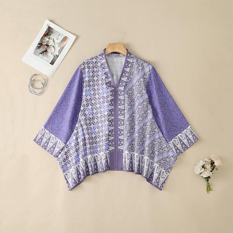 ZANZEA Women Boho Print Summer Casual V-Neck 3/4 Sleeve Loose Cape Blouse