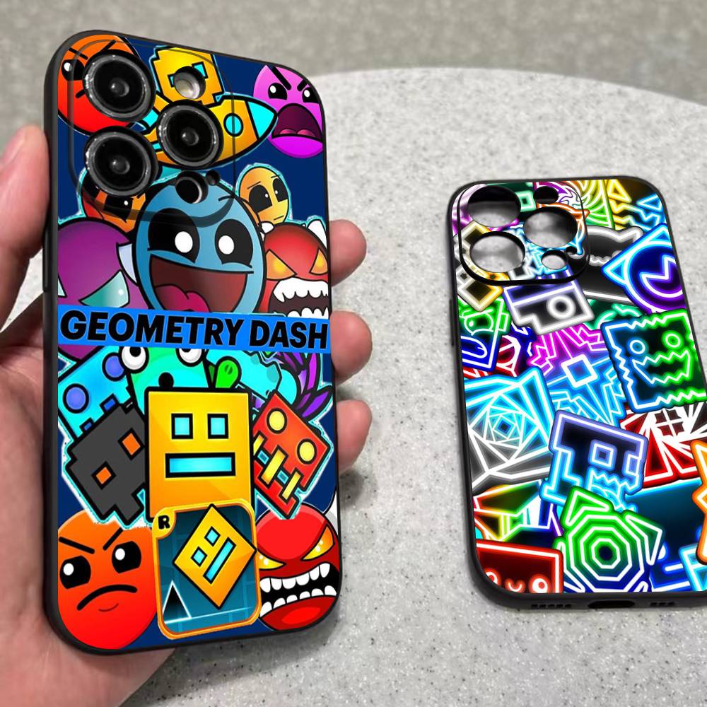 Game Geometry Dash For IPhone 17 16 15 14 13 12 11 Pro Max 13 17Air Shockproof Soft Phone Cases Coque