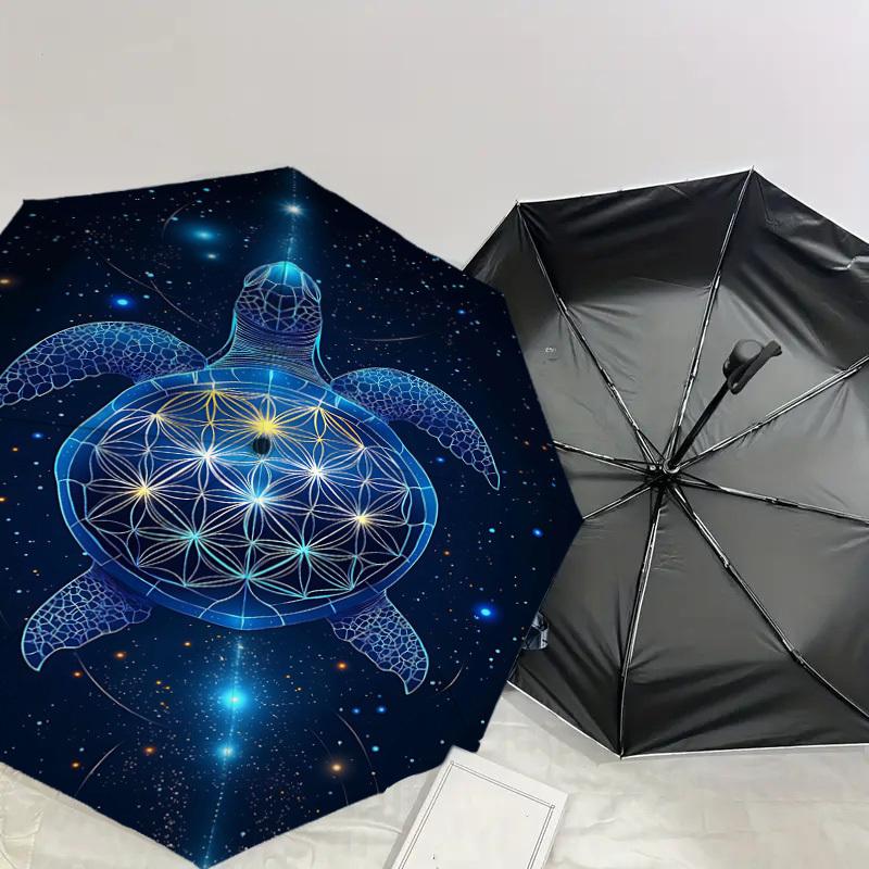 1PC Turtle, Flower_of_Life Automatic Open/Close Umbrella Compact Folding Umbrella with 8-Rib Shaft Lightweight Esign, Fashion Lovers1219A