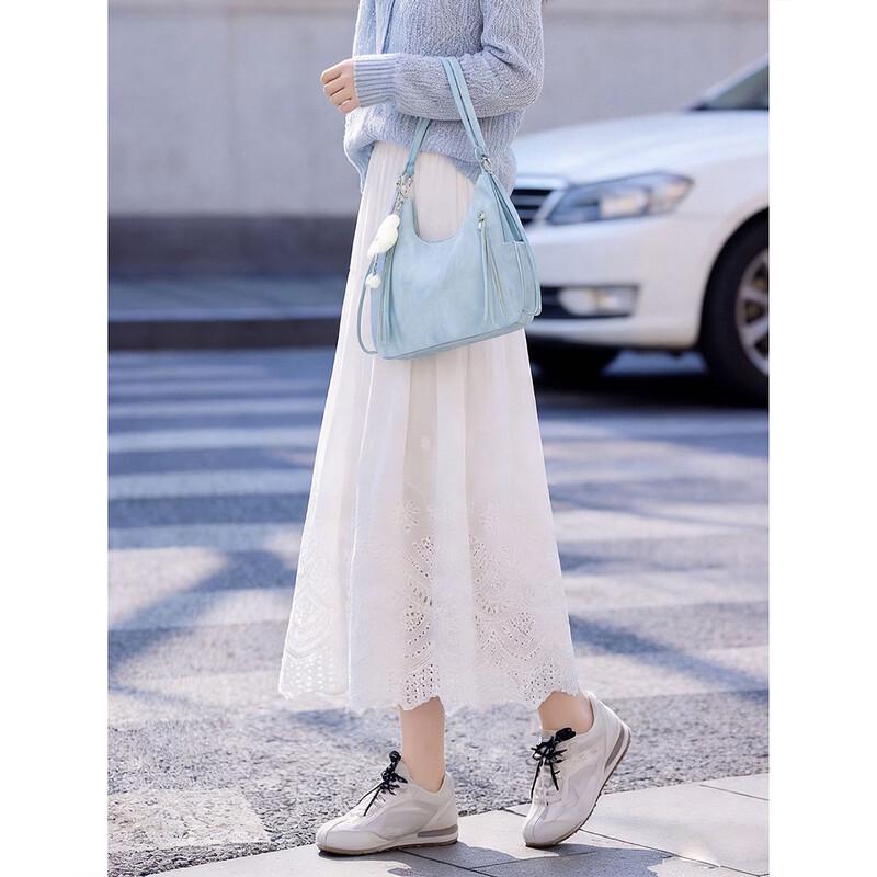 Women's French Sweet Hollow A-line Midi Skirt