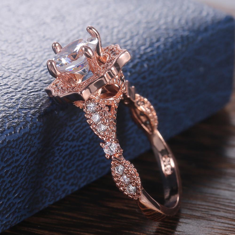 New New Engagement Ring Flash Round Shining CZ Rings Luxury Crystal Women Jewelry