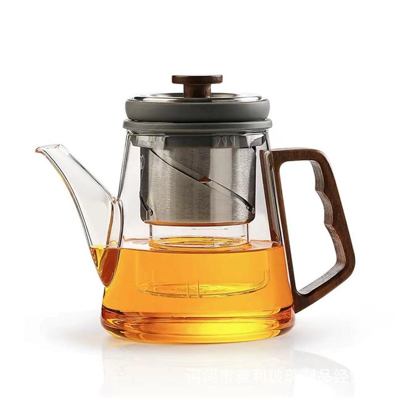 Removable Rotating Lift Inner Strainer Infuser Filter Glass Teapot Tea Water Separation Tea Pot Office Tea Maker Tea Set Teaware