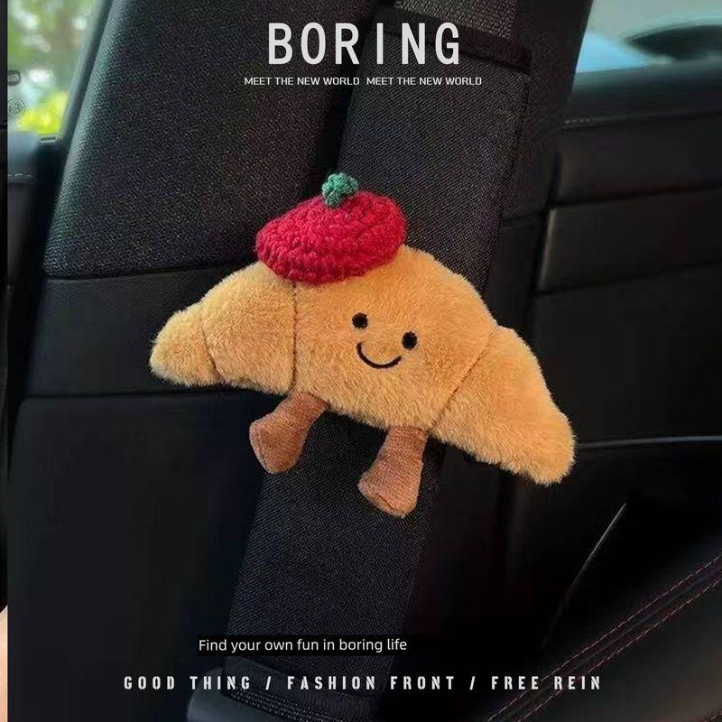 

Car Seatbelt Shoulder Pad Creative Croissant-Shaped Extended Anti-Neck-Strangling Protective Cover for Girls Car Decoration Anti-Wear [Shoulder Cover] Red Hat Croissant