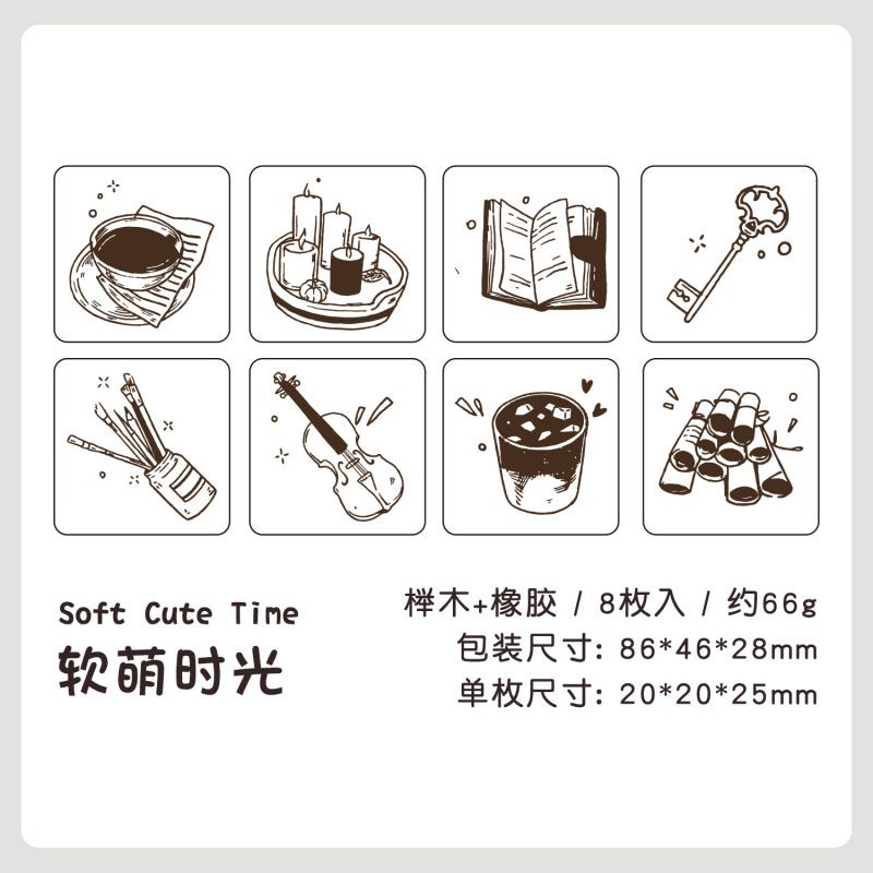 8pcs Cute Little Seal Planner Stamp, Wooden Stamp, Wooden Stamp Diy Planner Stamp