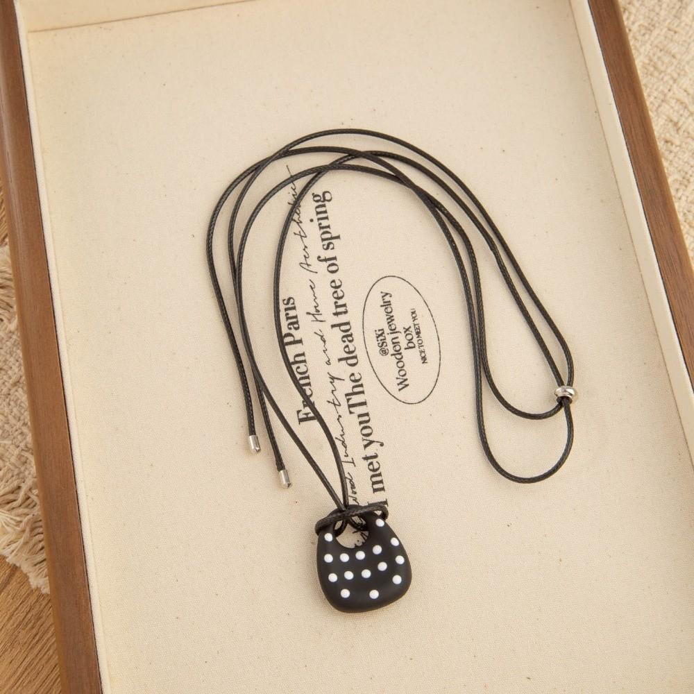 Polka Dot Charm Long Sweater Chain Heart Pendant Sweater Necklace Heart Pendant Necklace  For Women