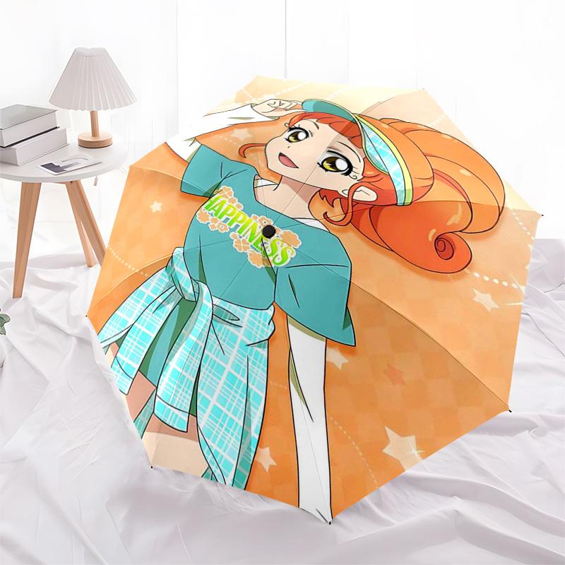 

1pc Happiness Anime Character Outdoor Umbrella - Automatic Opening/Closing, Portable 3-Fold Design with Iron Frame - Perfect Gift for Fans, Travelers,