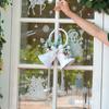 Christmas White Bell Ornament Vintage Rustic Jingle Bell Door Hanger with Artificial Flocking Tree Xmas Hanging Decoration for Holiday Tree Home Decor