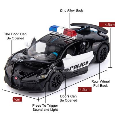 1:32 Scale Divo Santana Police Car Model Toy Sound Light Pull Back Doors Opened Supercar Models Toys for Kids' Edutainment